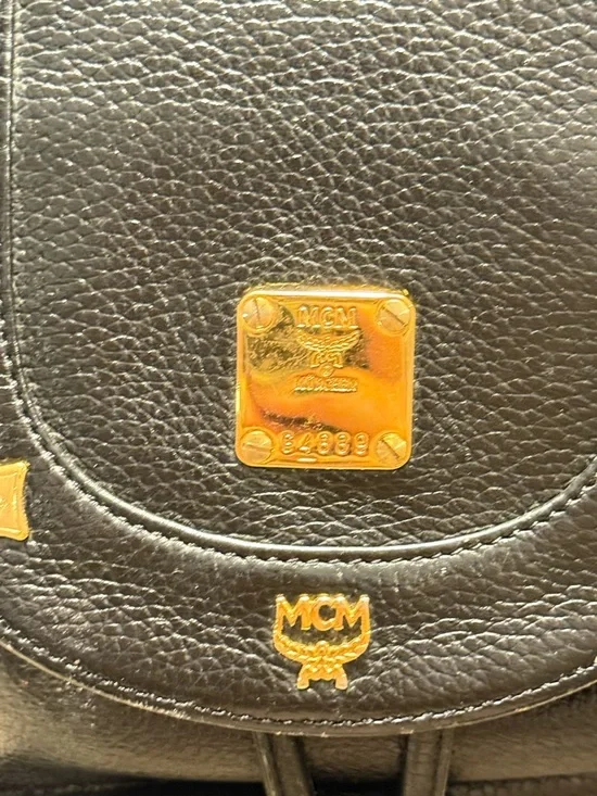 MCM Black Leather Visetos Mini Backpack with Gold Accents - Picture 3 of 16